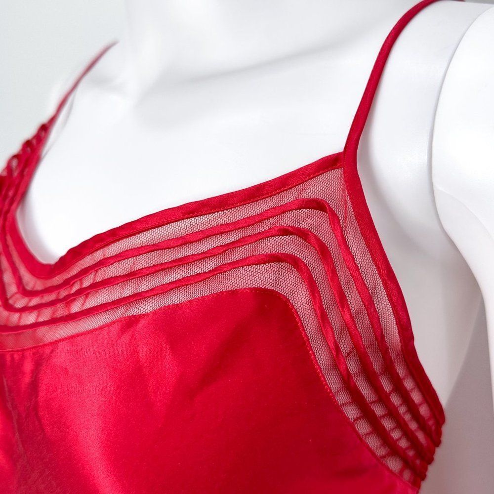 Victoria’s Secret Vintage Y2K Silk Slip Dress Maxi Mesh Detail in Red Women's - Picture 5 of 16